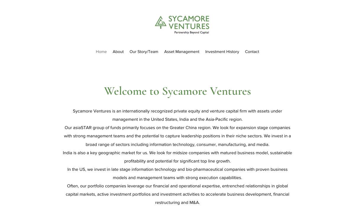 Sycamore Ventures website preview