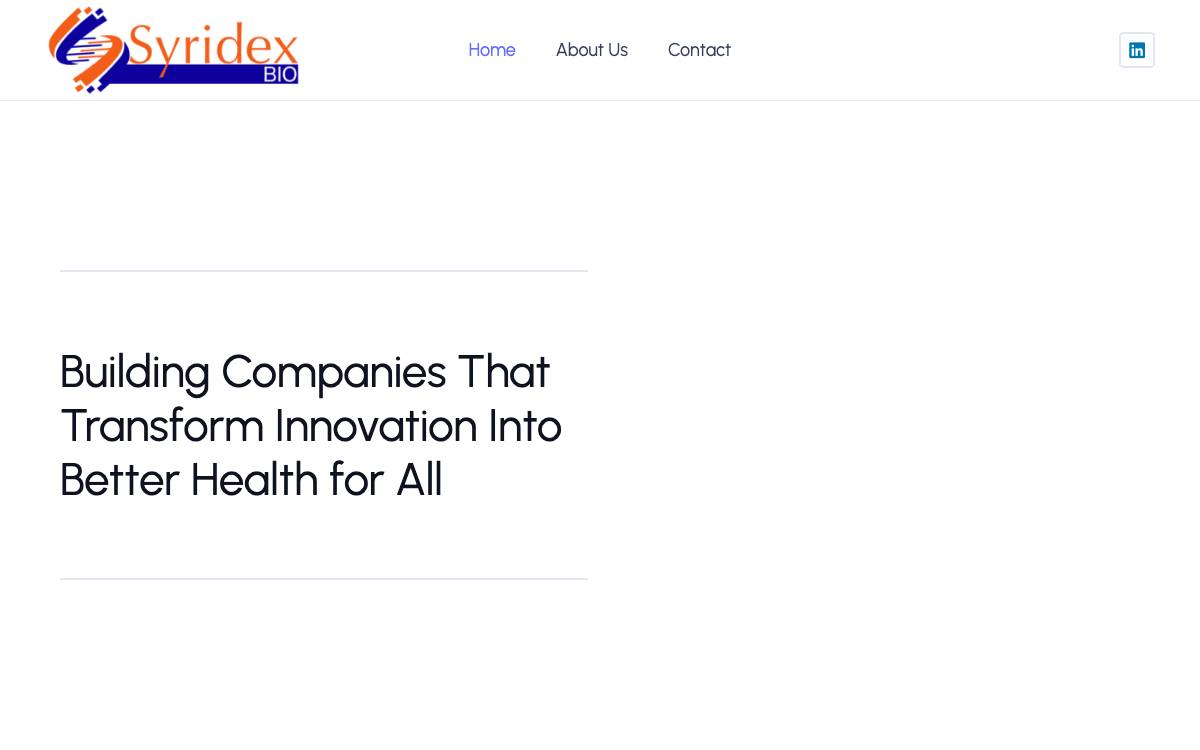 Syridex Bio website preview