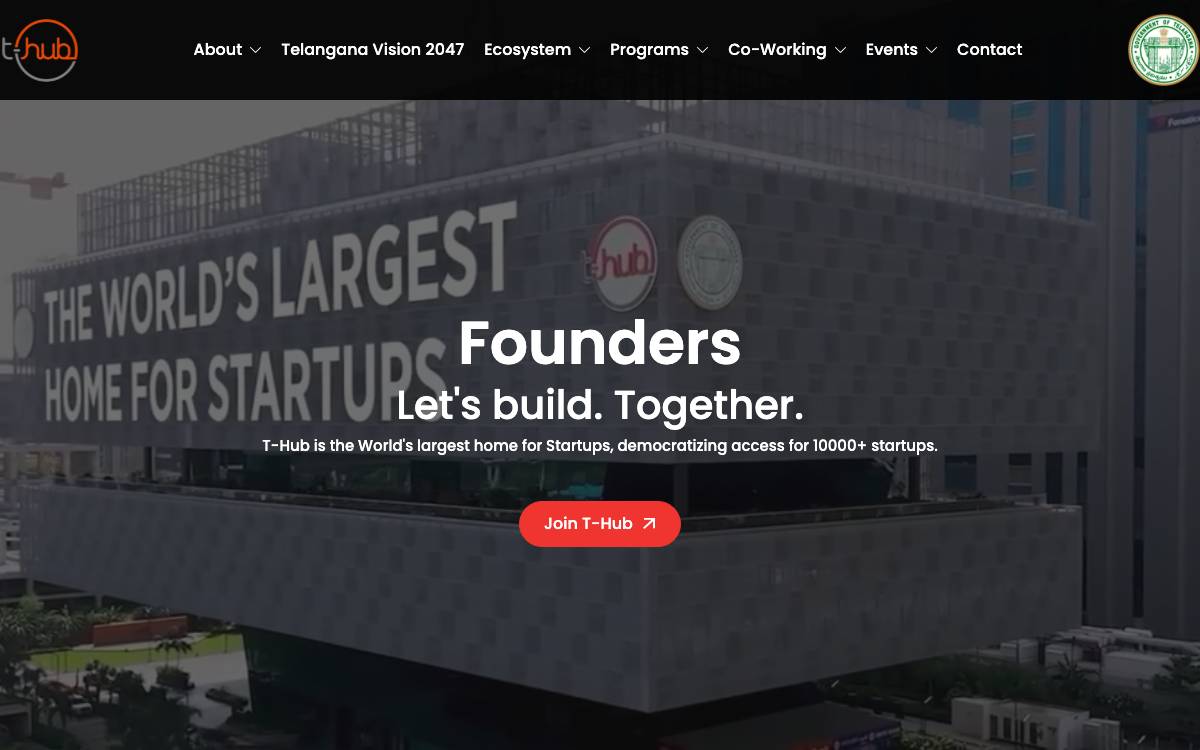 T-Hub website preview