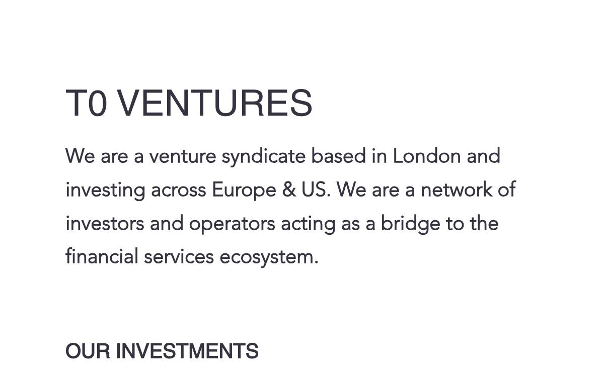 T0 Ventures website preview