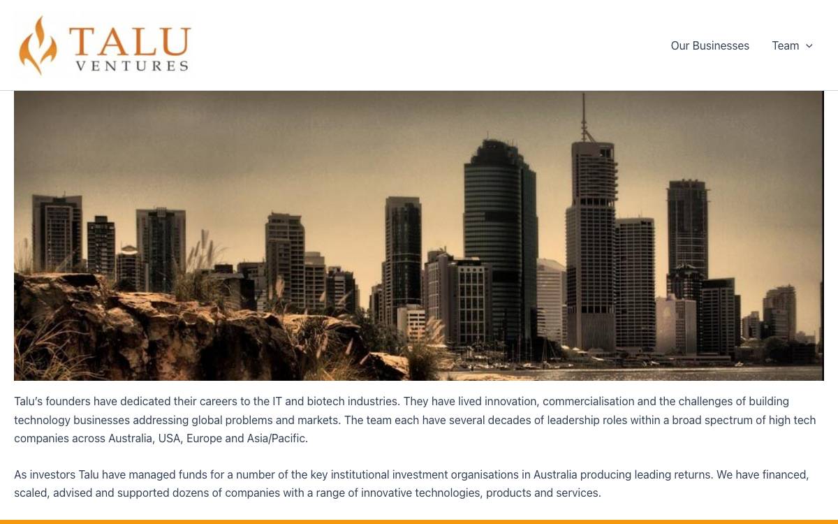 Talu Ventures website preview