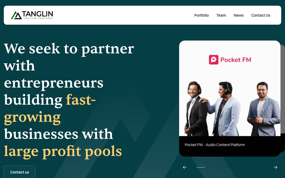 Tanglin Venture Partners website preview
