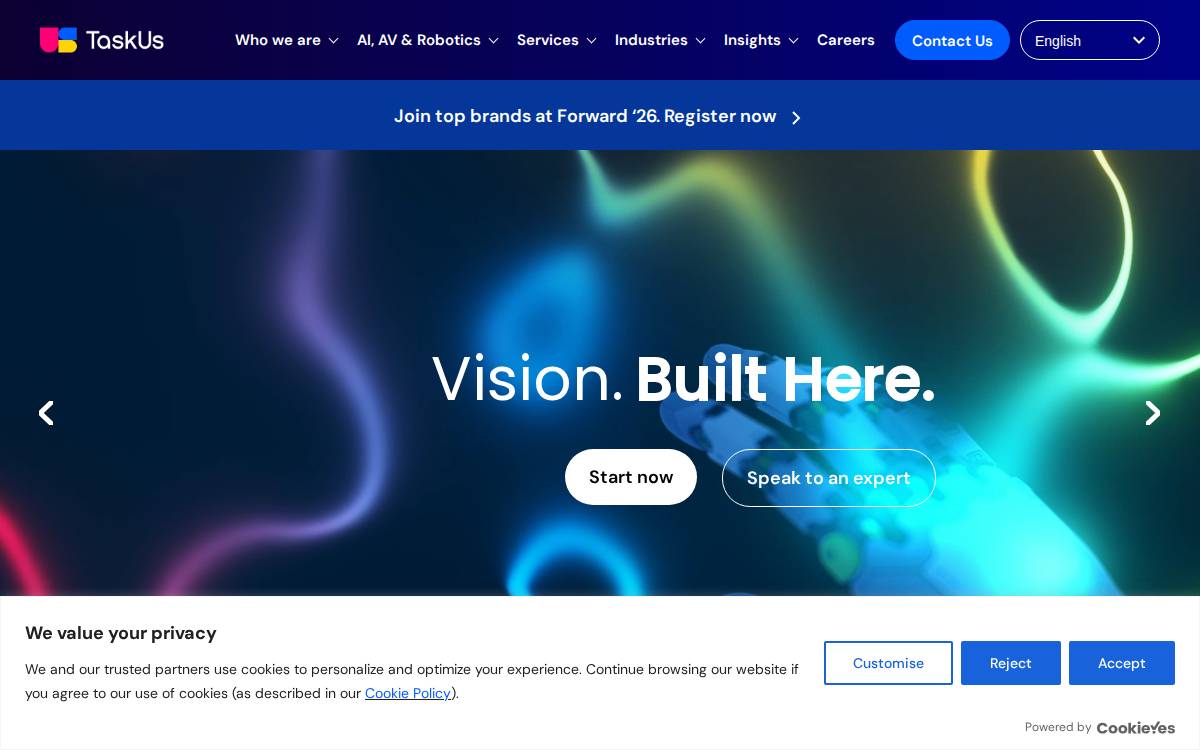 TaskUs website preview