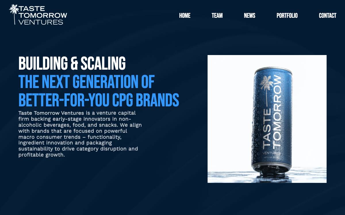 Taste Tomorrow Ventures website preview