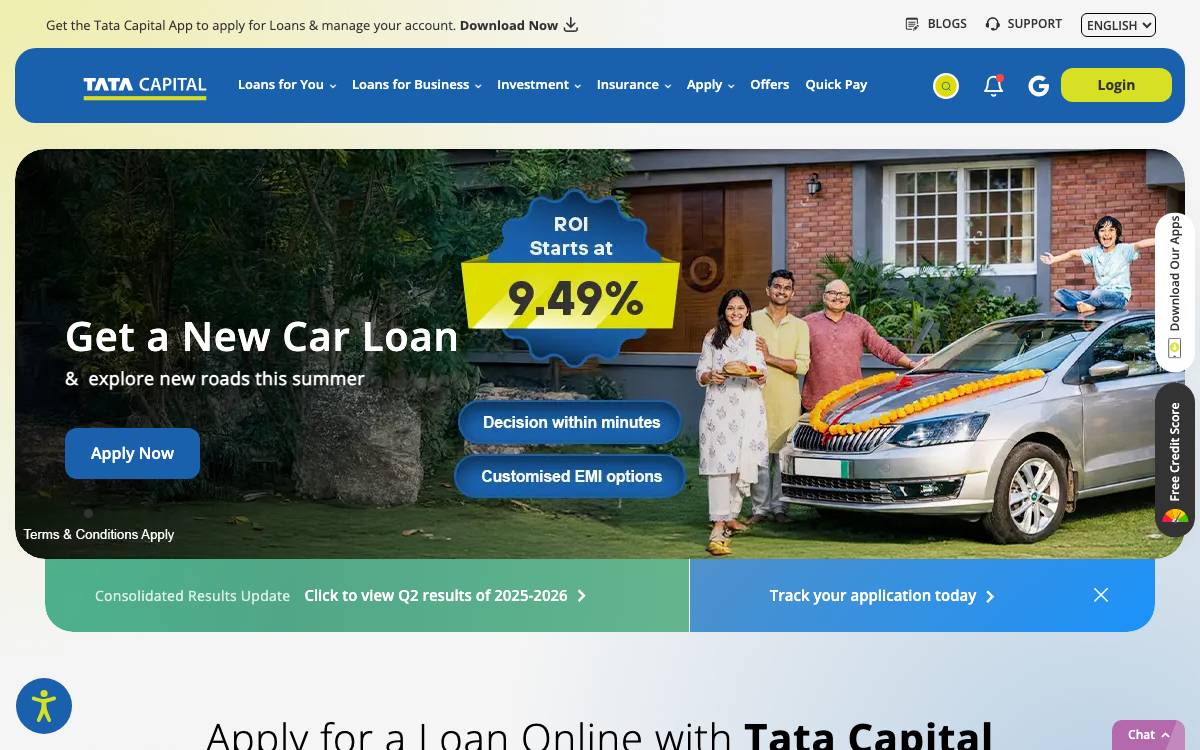 Tata Capital website preview