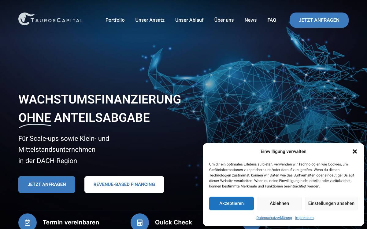 Tauros Capital website preview