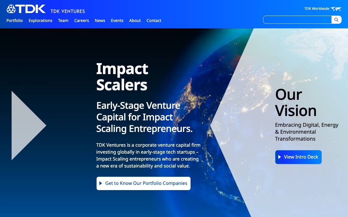 TDK Ventures website preview