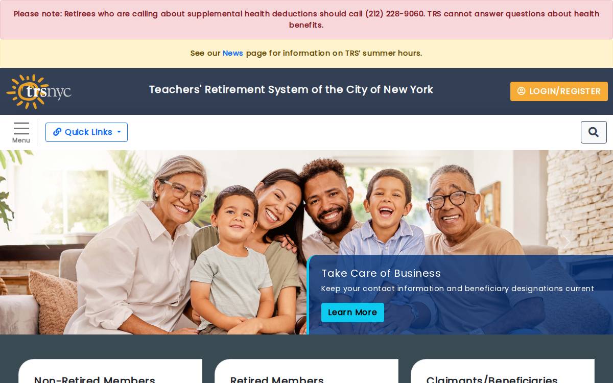 Teachers' Retirement System of the City of New York website preview