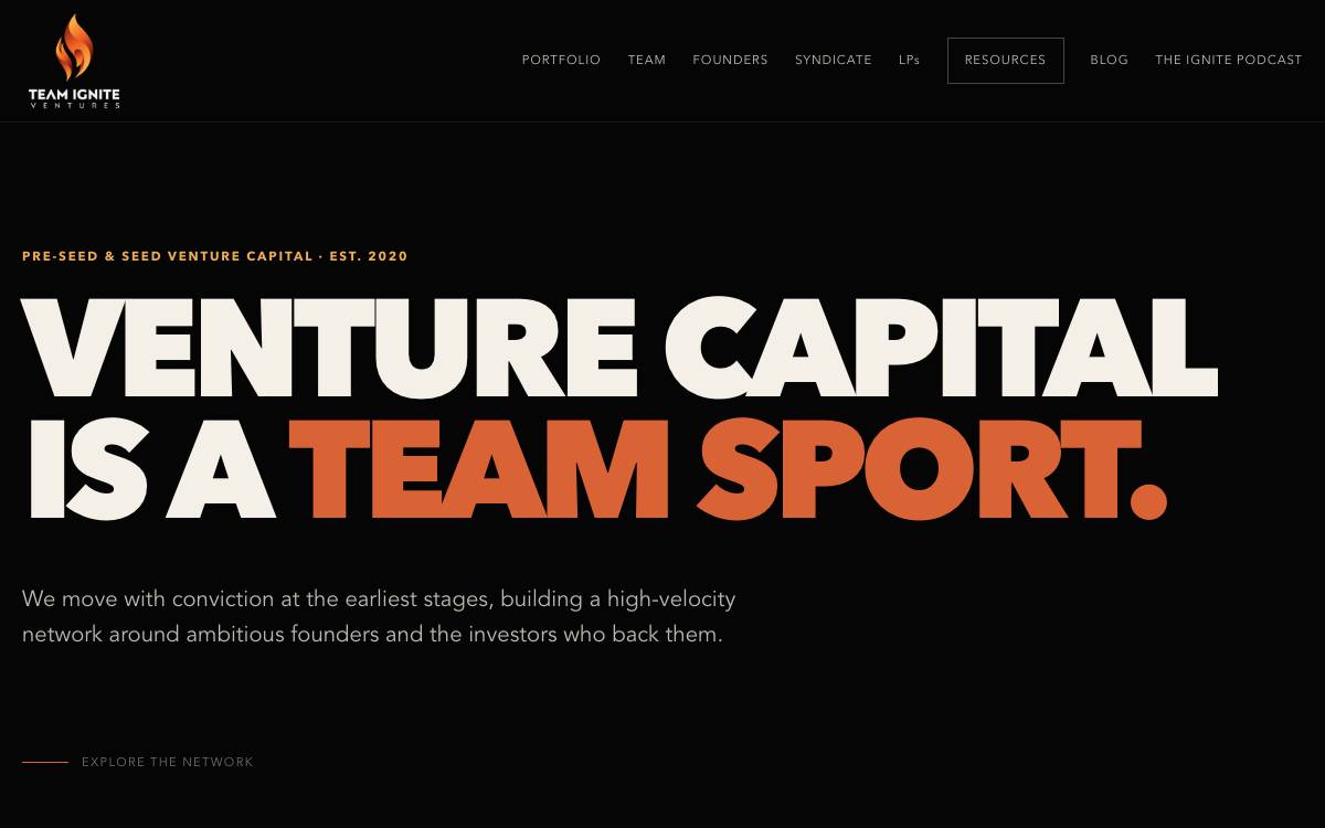 Team Ignite website preview