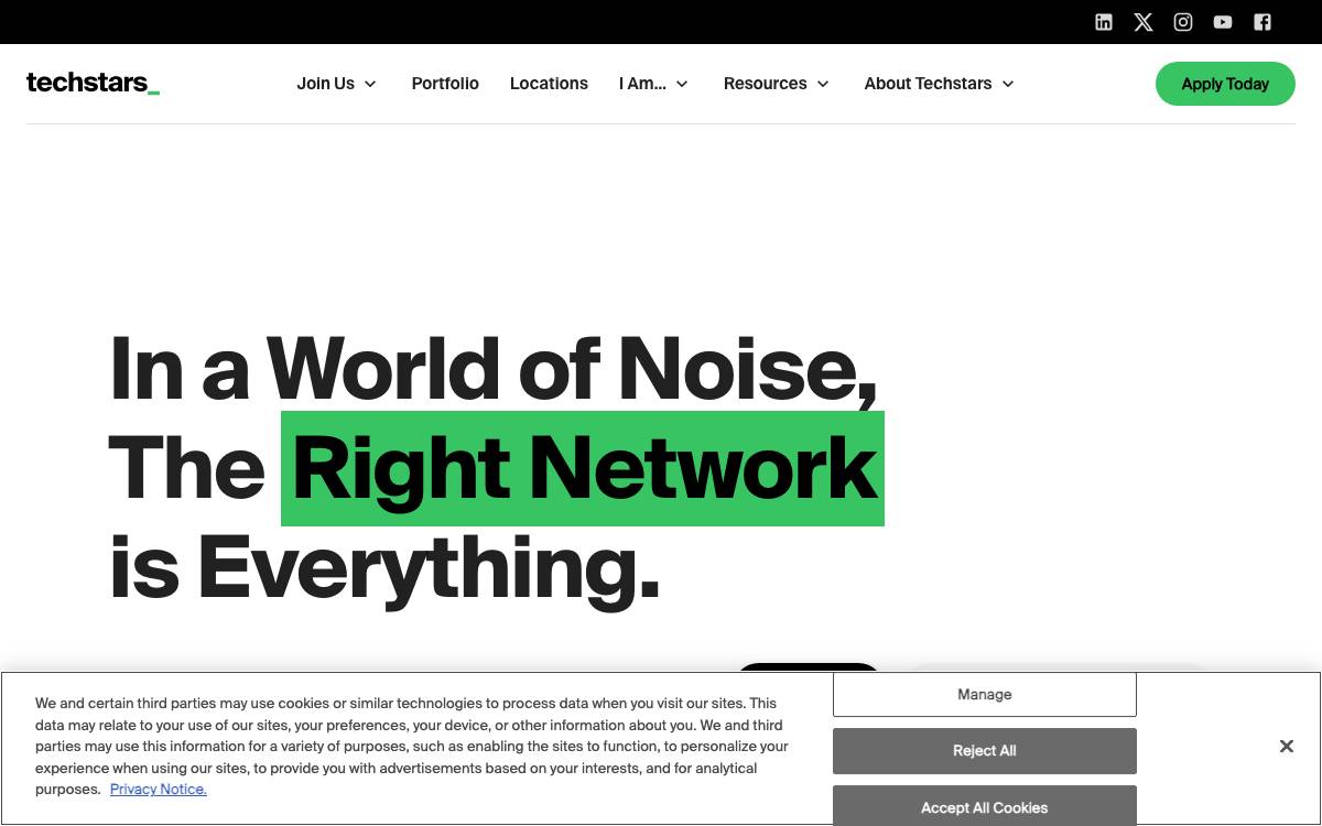 Techstars website preview