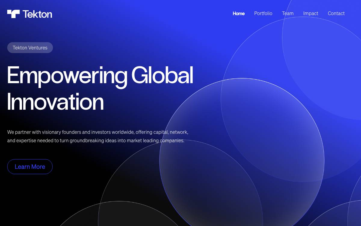Tekton Ventures website preview