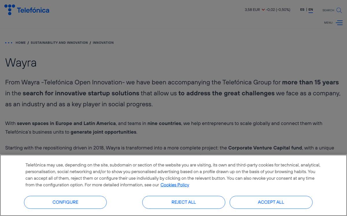 Telefónica Ventures website preview
