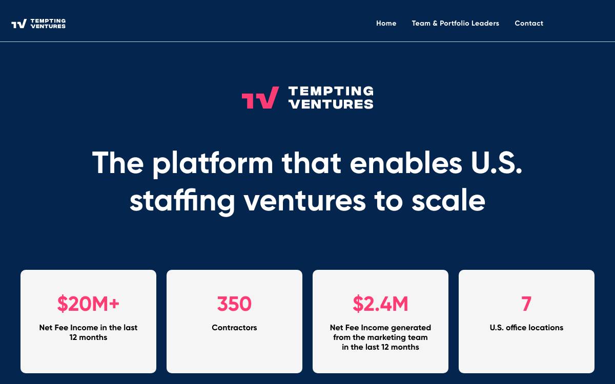 Tempting Ventures website preview
