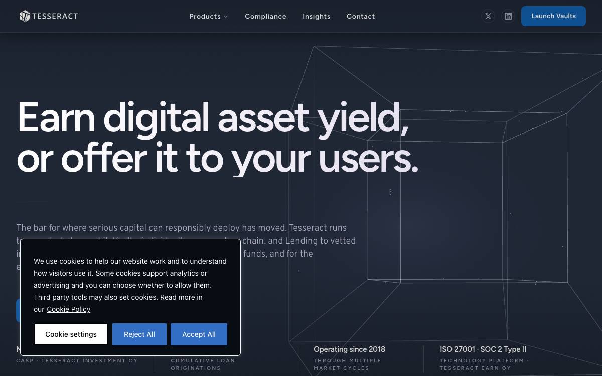 Tesseract Investment website preview
