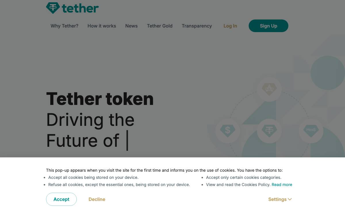 Tether website preview