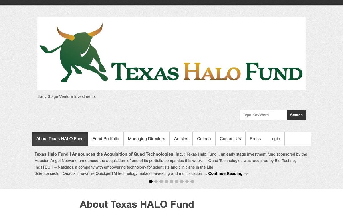 Texas HALO Fund website preview