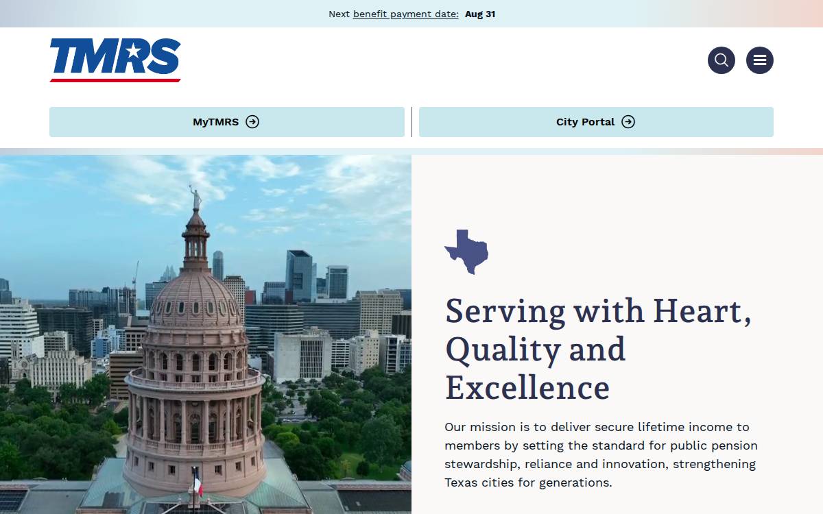 Texas Municipal Retirement System website preview