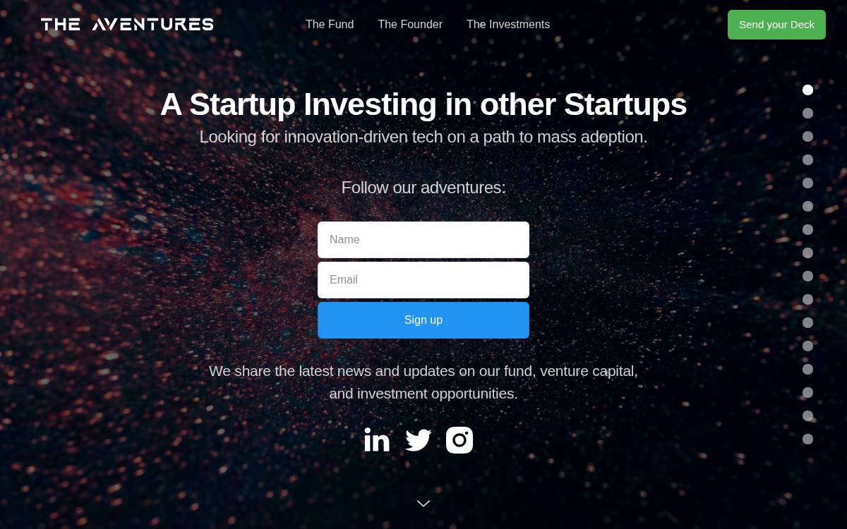The Aventures website preview