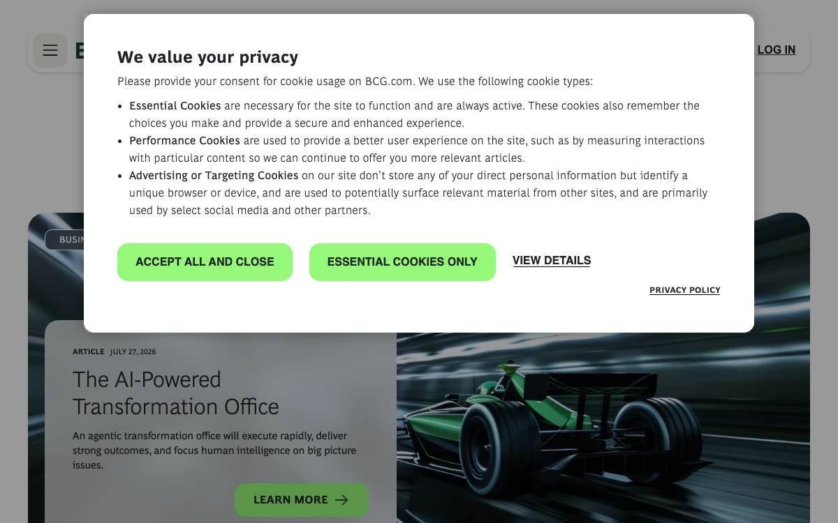 The Boston Consulting Group website preview