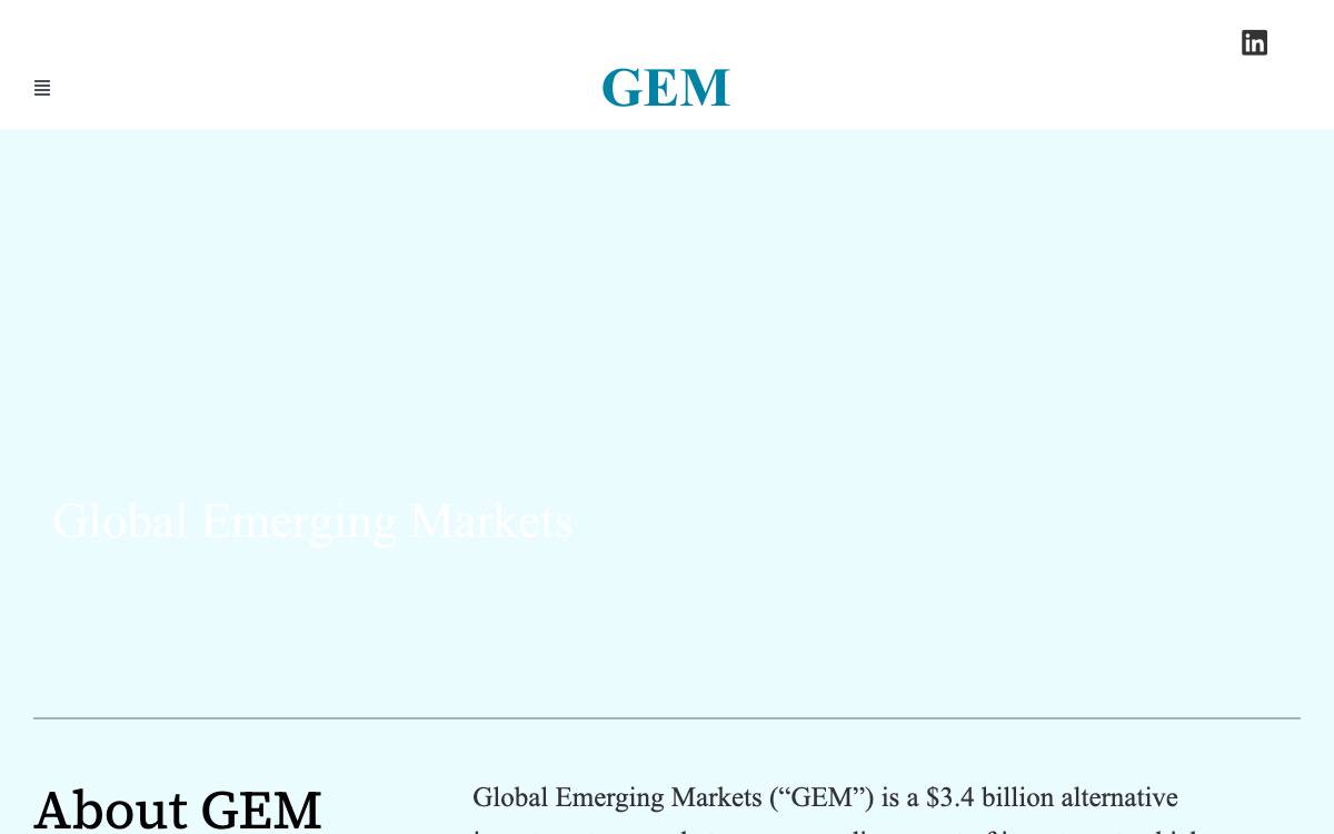 The Global Emerging Markets Group (GEM) website preview