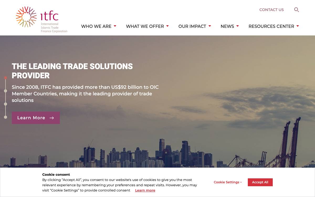 The International Islamic Trade Finance Corporation website preview
