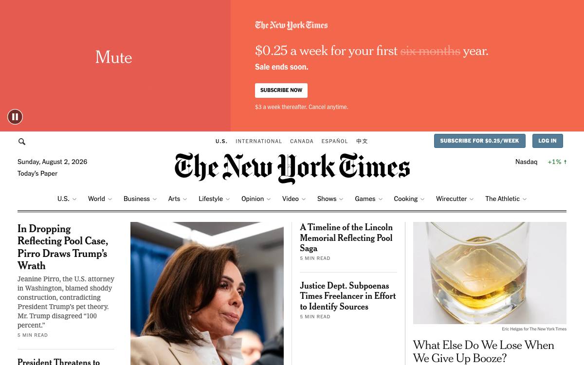 The New York Times website preview