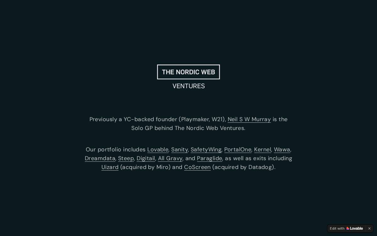 The Nordic Web Ventures website preview