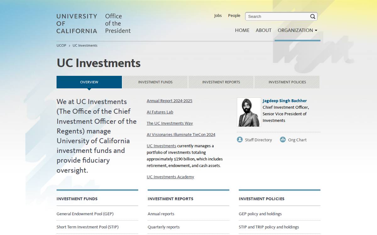 The Regents of the University of California website preview