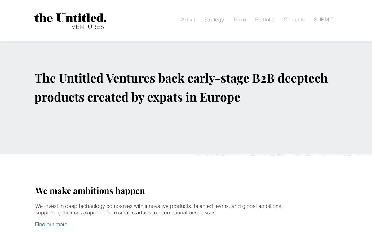 the Untitled Ventures website preview