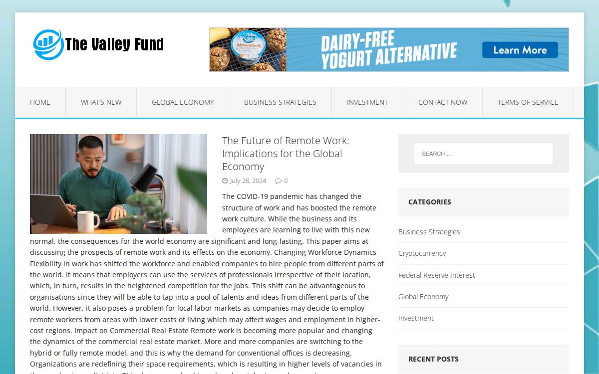 The Valley Fund website preview