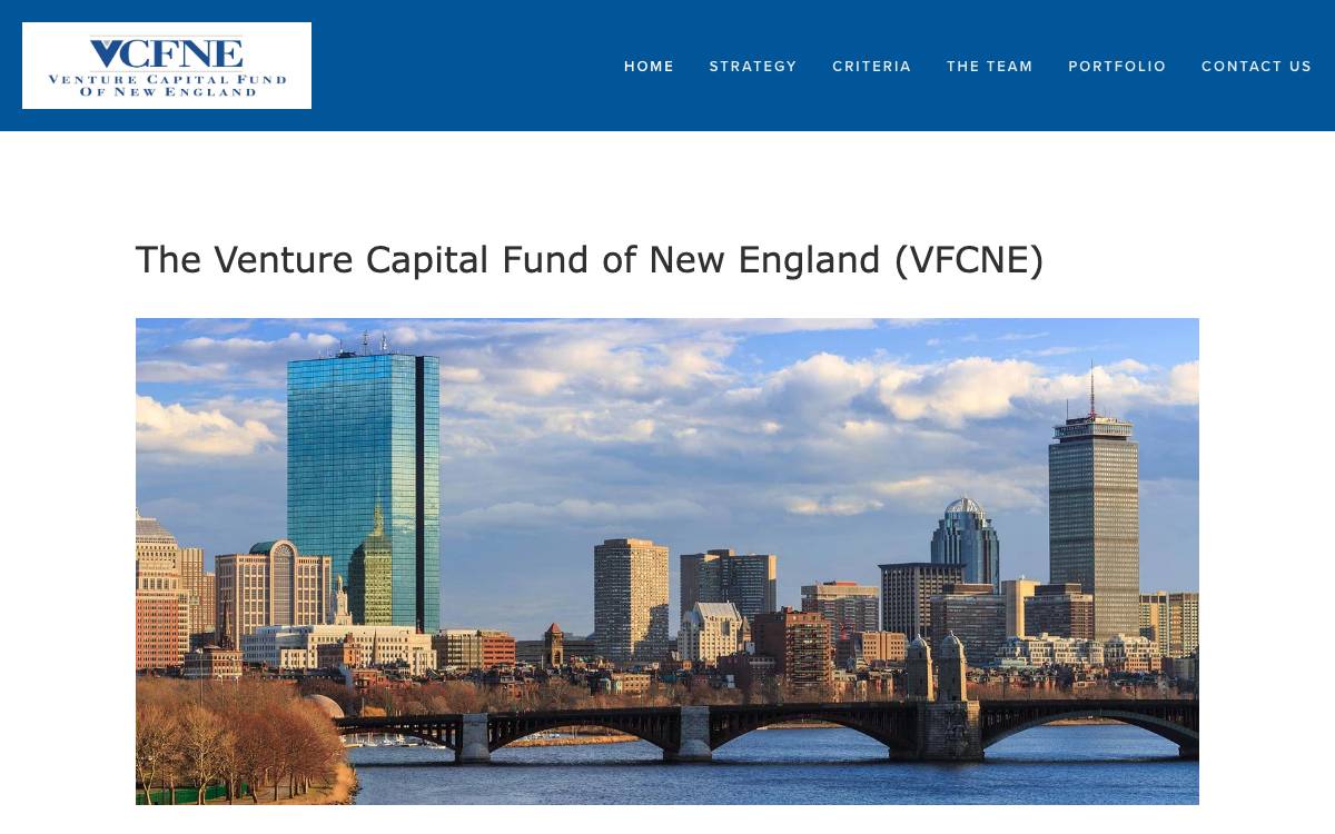 The Venture Capital Fund of New England website preview