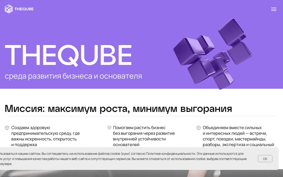 TheQube Venture Studio website preview
