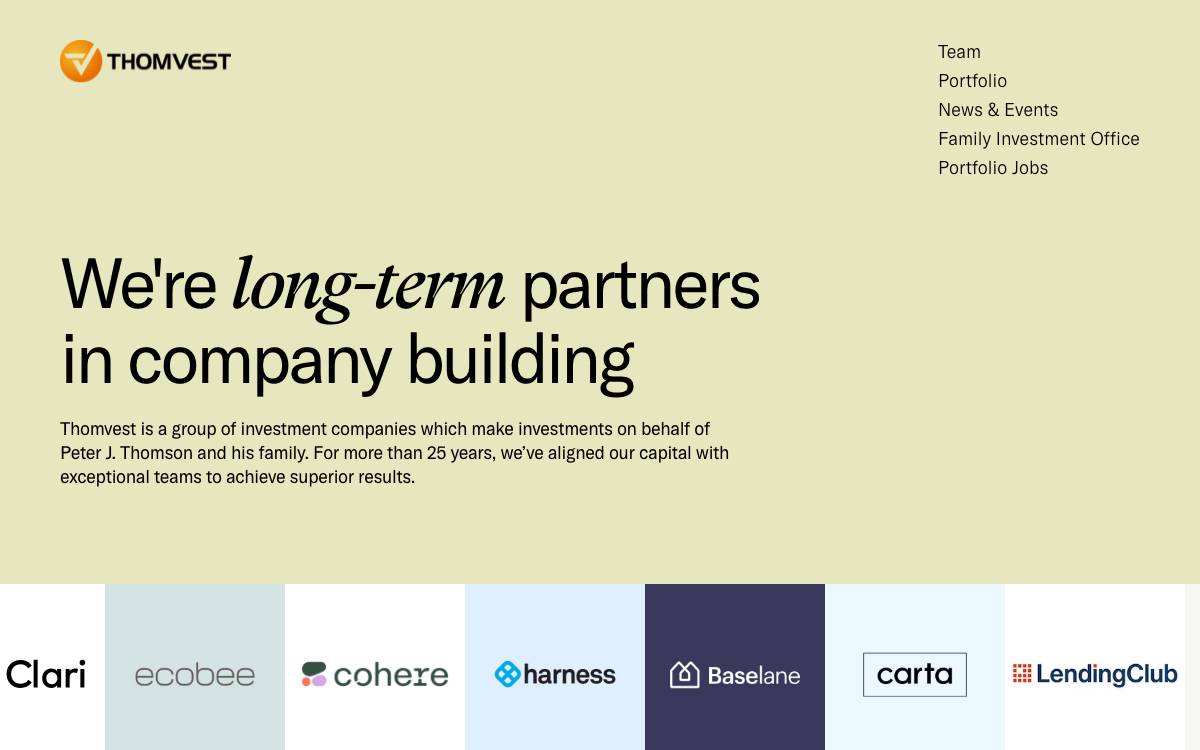 Thomvest Ventures website preview