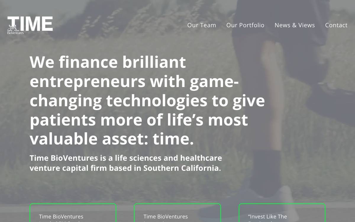 Time BioVentures website preview