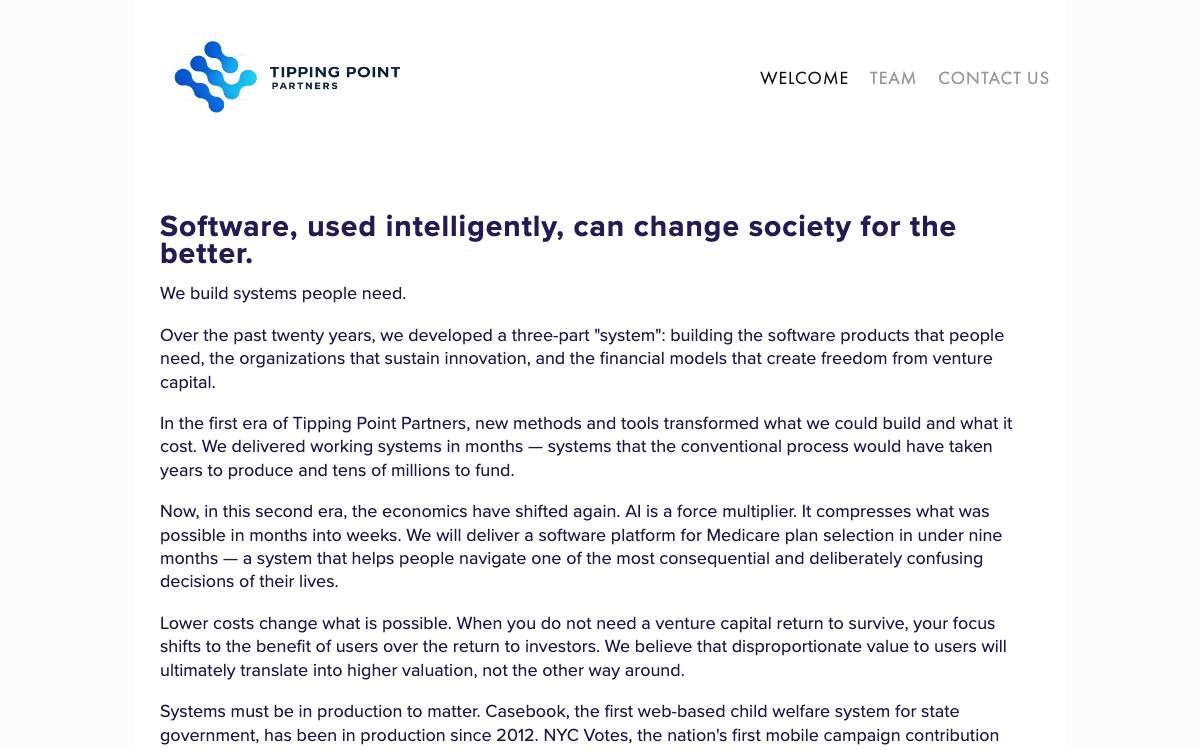 Tipping Point Partners website preview