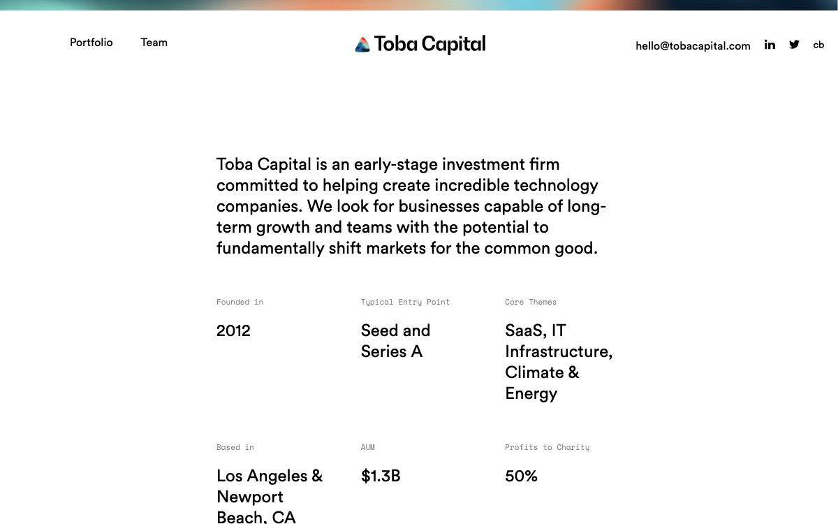 Toba Capital website preview