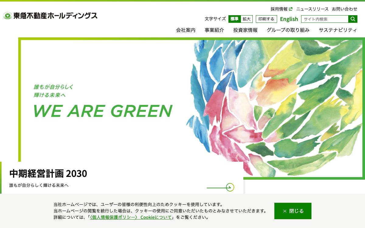 Tokyu Fudosan Holdings website preview