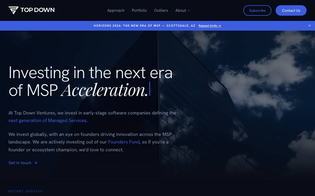Top Down Ventures website preview