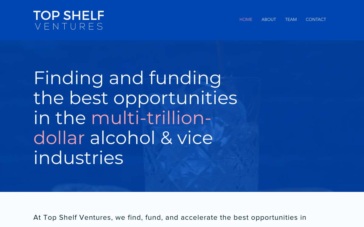Top Shelf Ventures website preview