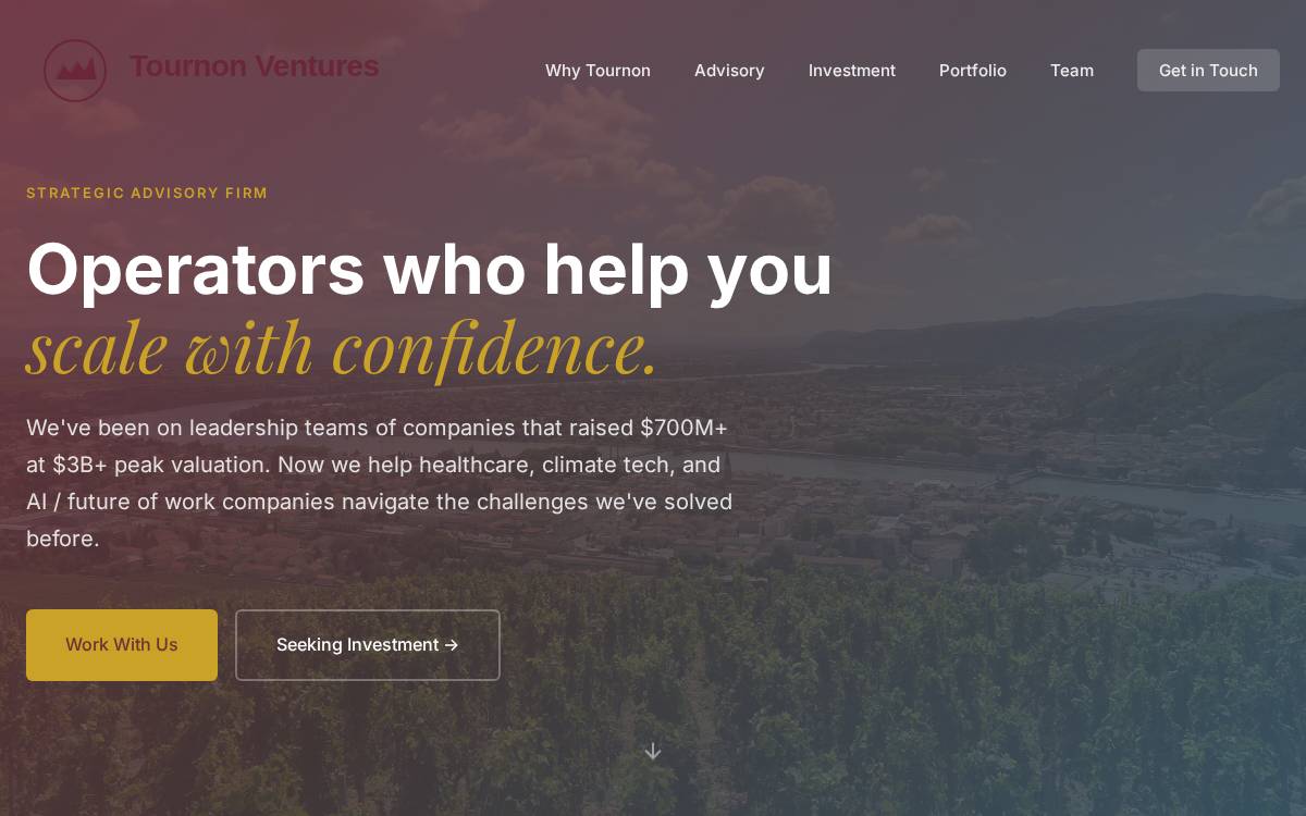 Tournon Ventures website preview