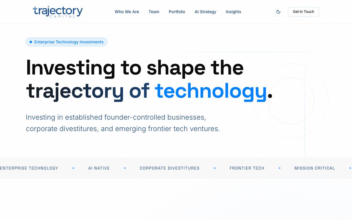 Trajectory Capital Partners website preview