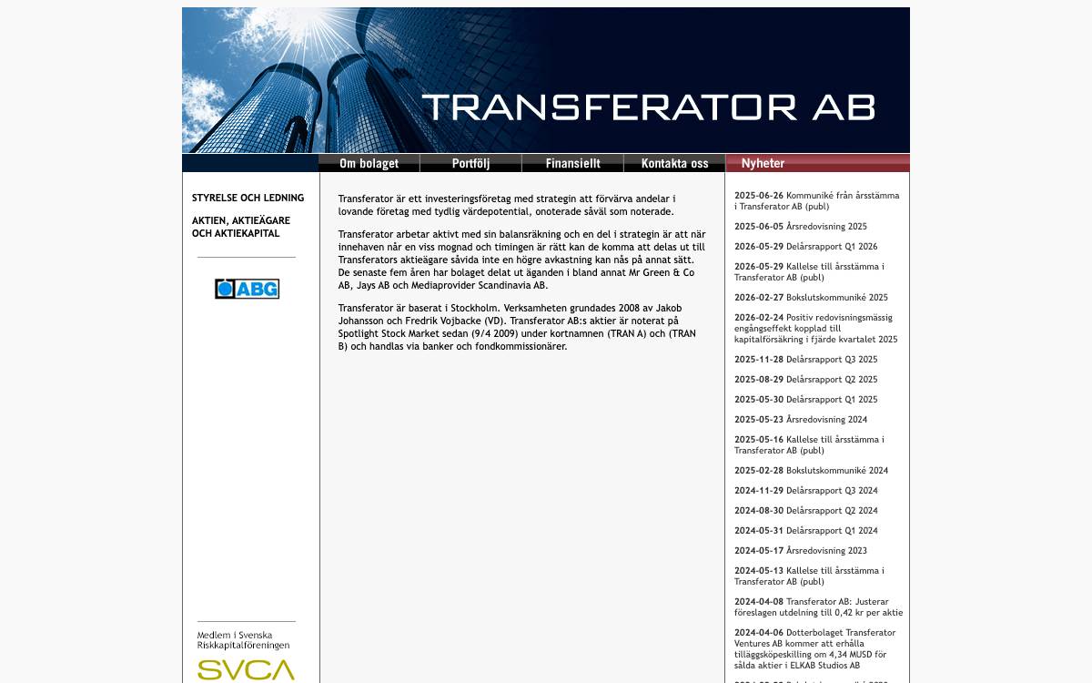 Transferator AB website preview