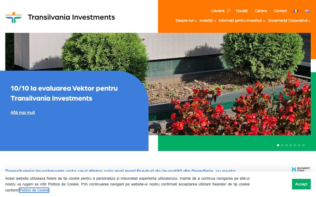 Transilvania Investments website preview