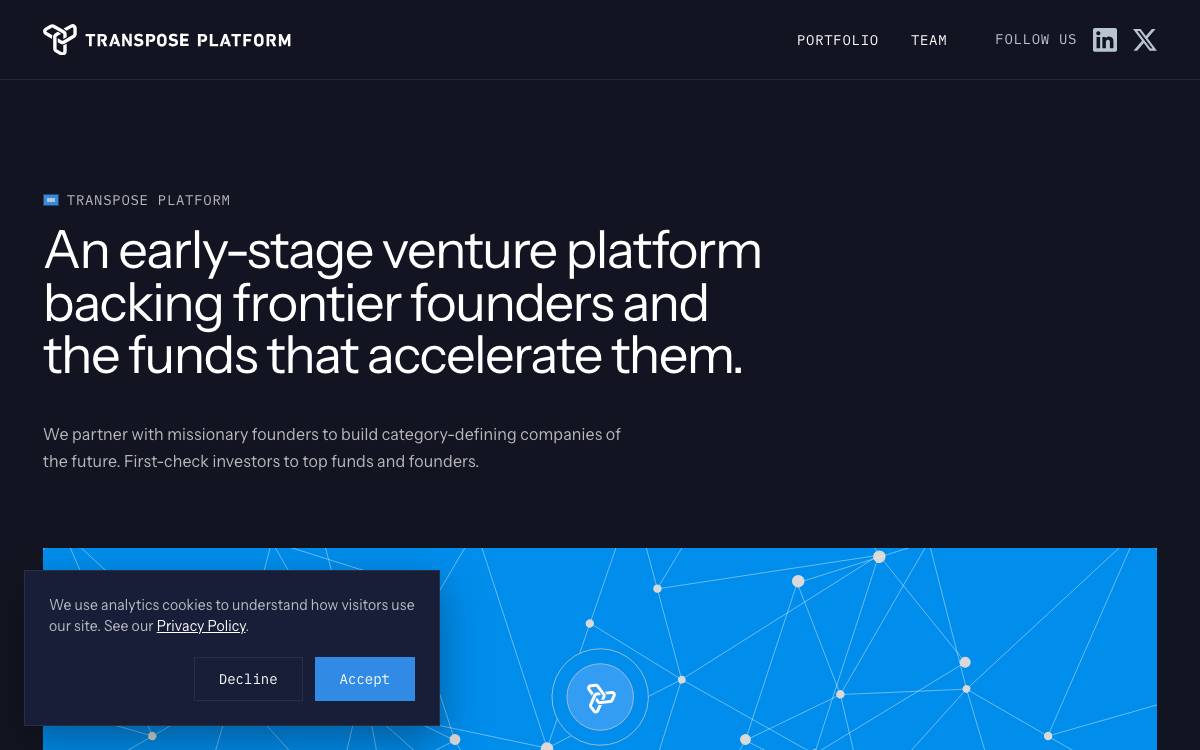 Transpose Platform Management website preview