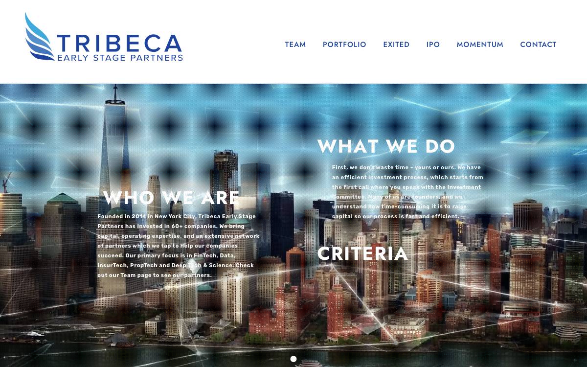 Tribeca Early Stage Partners website preview