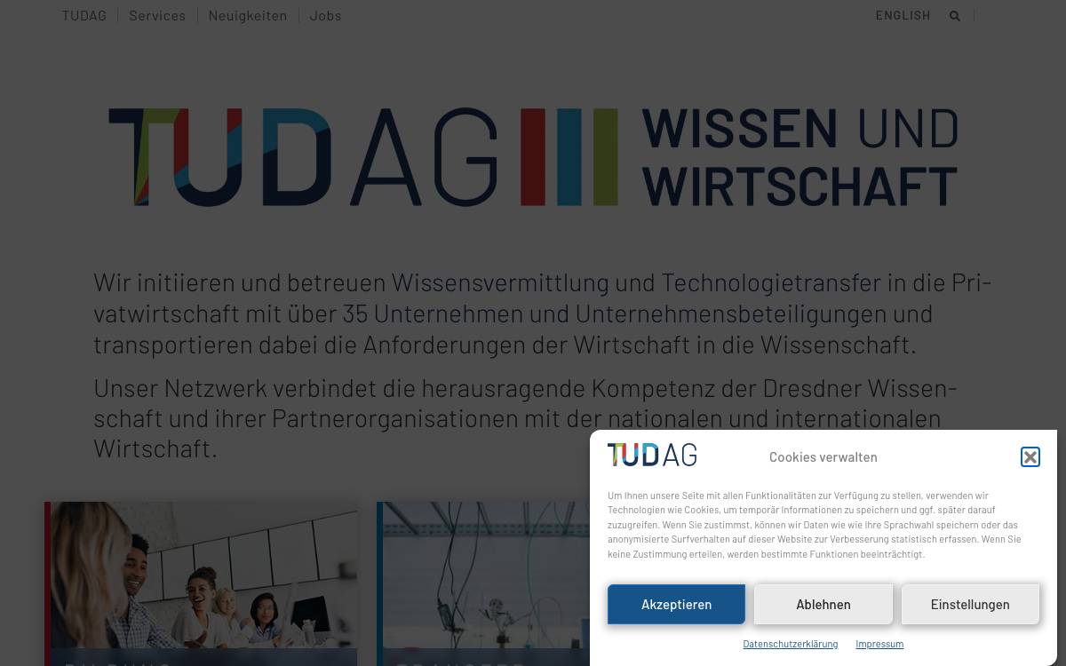 TUDAG website preview