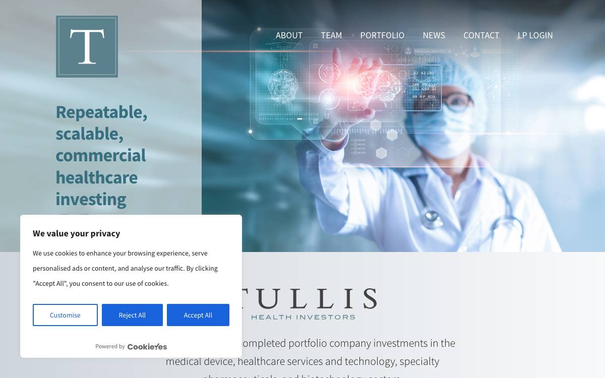 Tullis Health Investors website preview