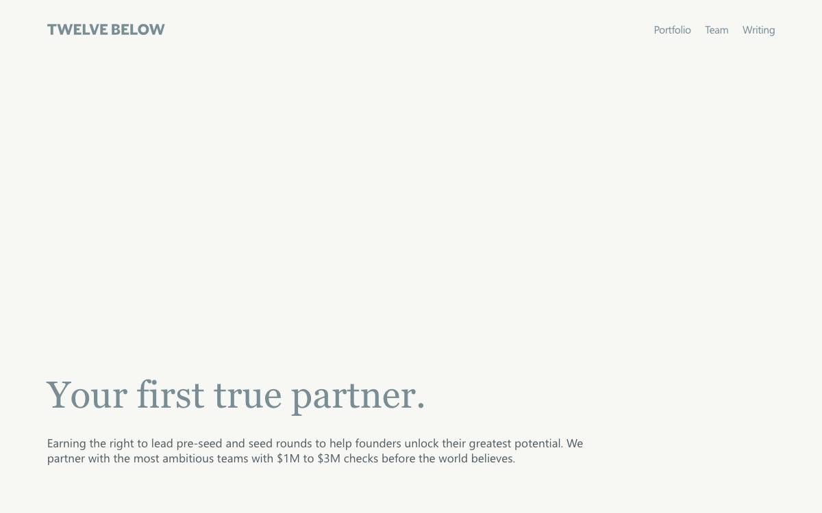 Twelve Below website preview