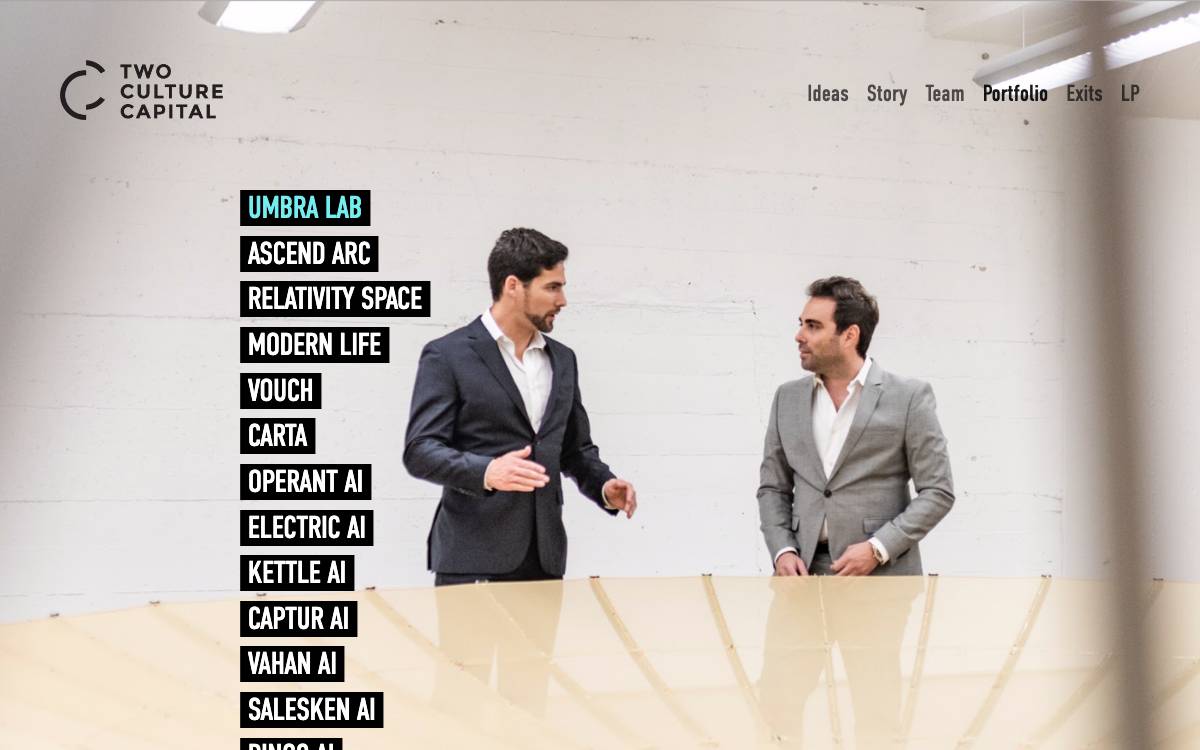 Two Culture Capital website preview