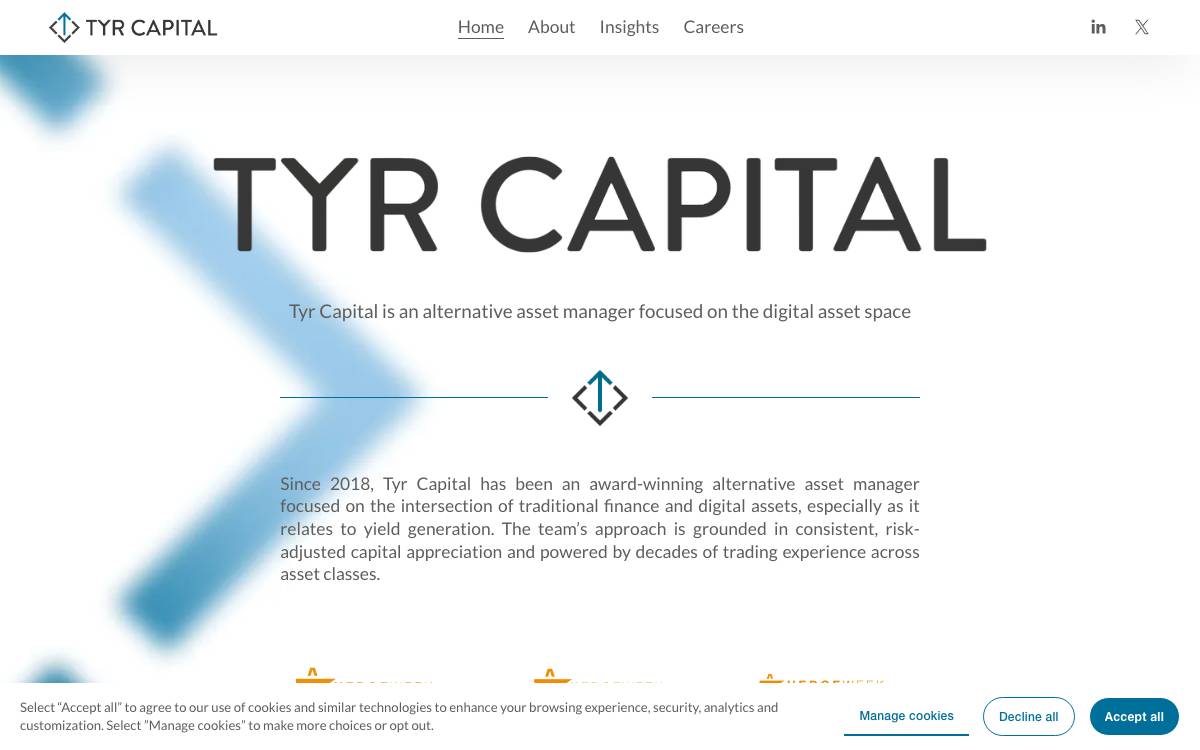 Tyr Capital Arbitrage website preview